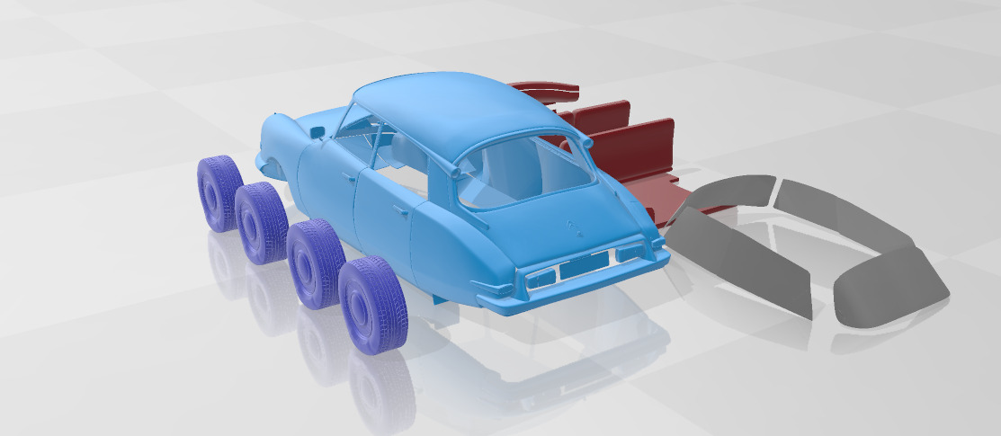 1955 Citroen DS 19 Vintage Elegance - Separate Parts Model 3D print model_3