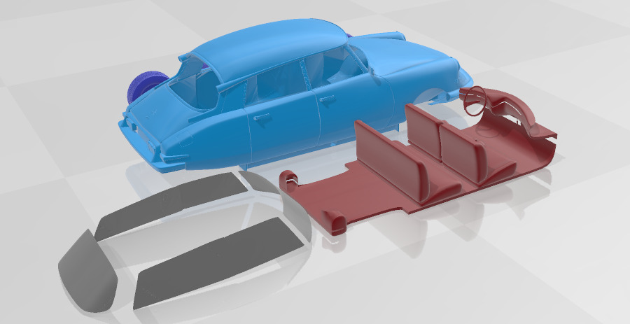 1955 Citroen DS 19 Vintage Elegance - Separate Parts Model 3D print model_5