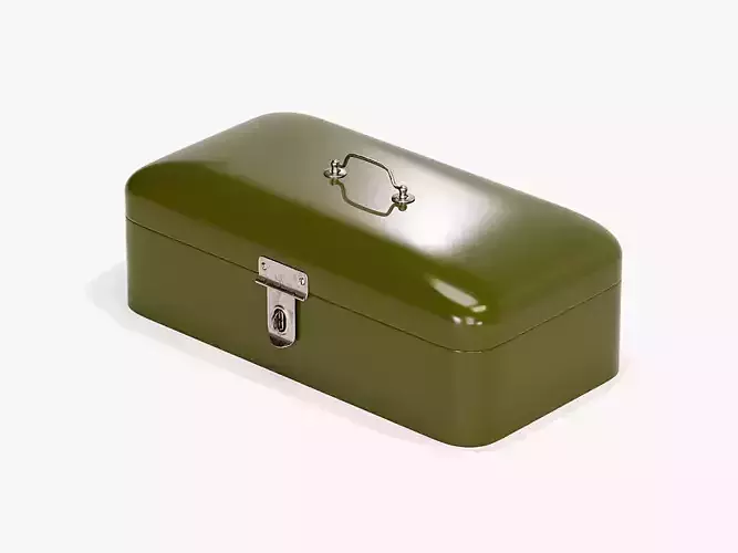 3D model of a green enamel breadbox