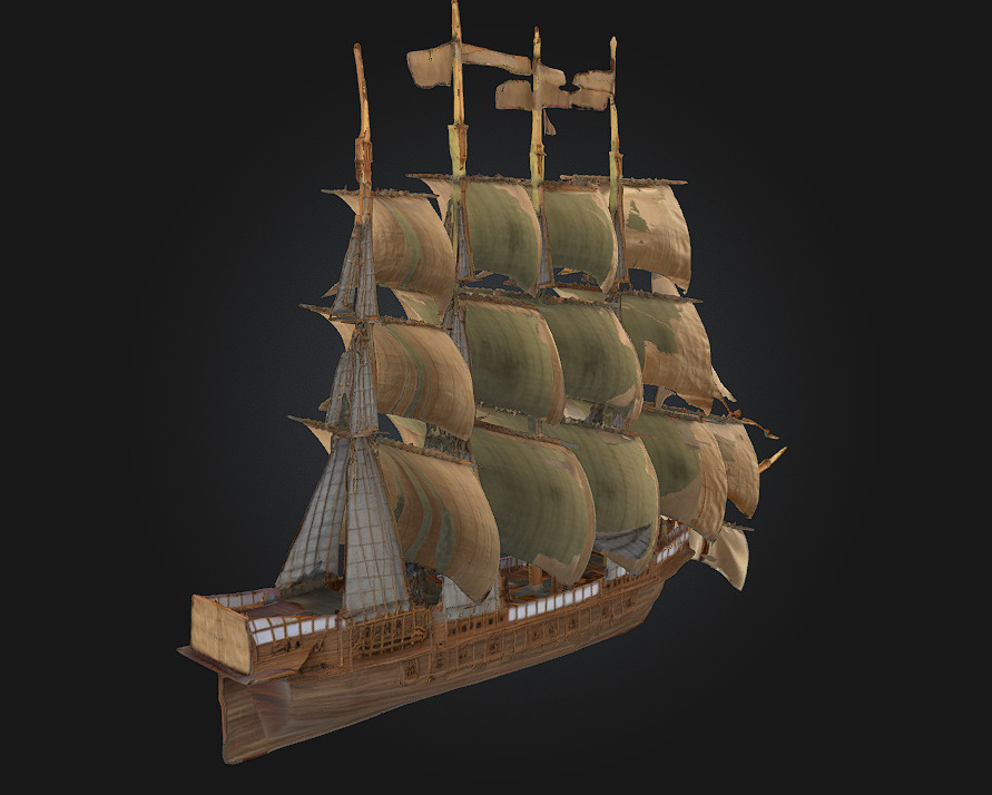 Golden Galleon Majestic Sailing Ship of the Seas 3D print model_2