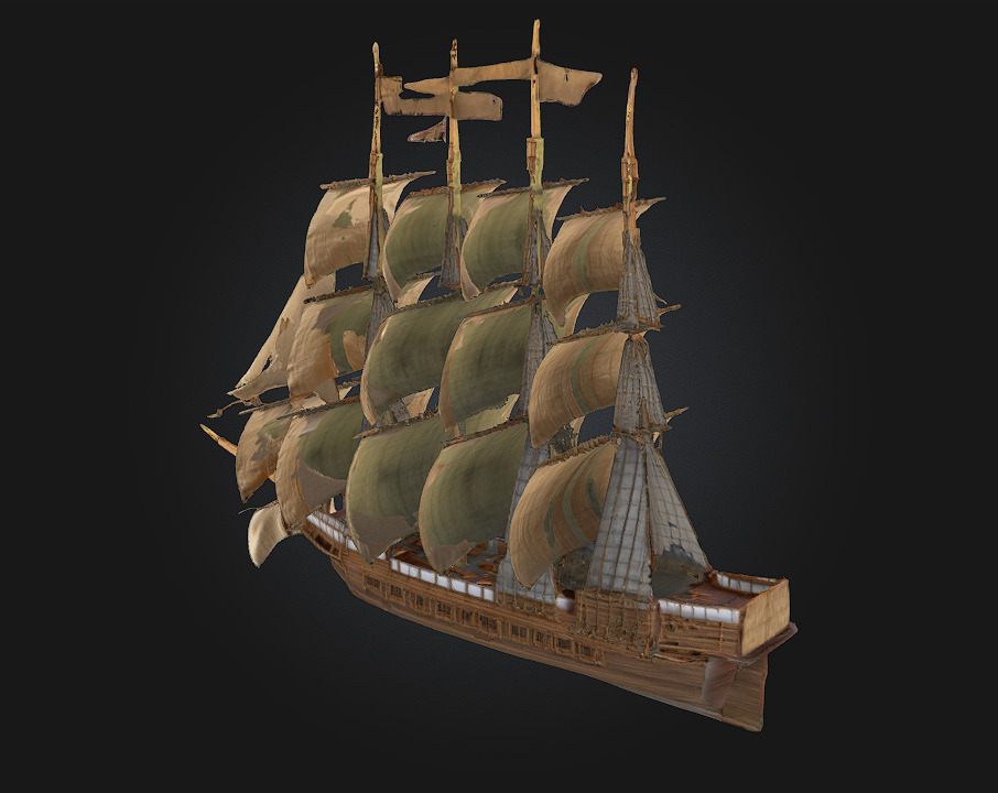 Golden Galleon Majestic Sailing Ship of the Seas 3D print model_3
