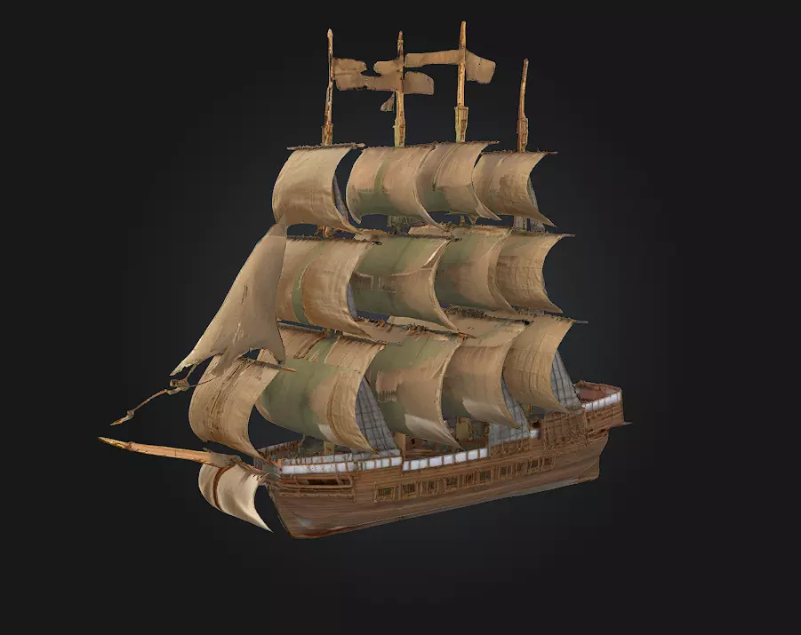 Golden Galleon Majestic Sailing Ship of the Seas 3D print model_0