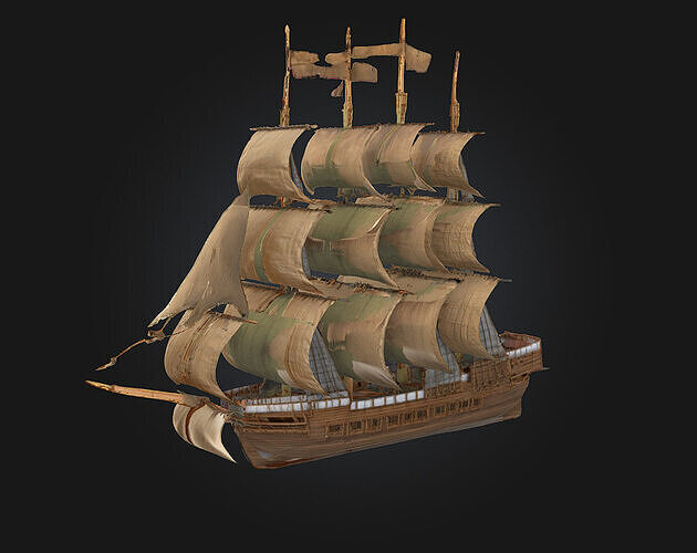 Golden Galleon  Majestic Sailing Ship of the Seas 3D print model