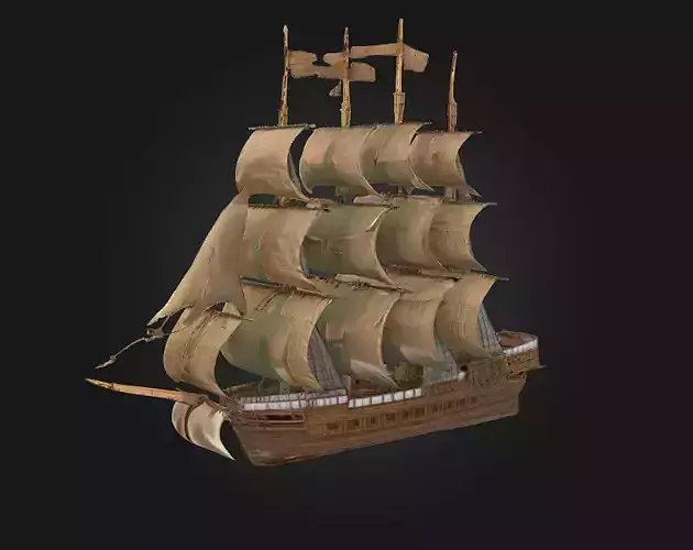 Golden Galleon  Majestic Sailing Ship of the Seas 3D print model