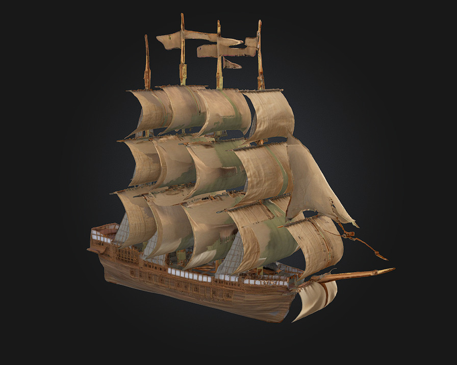 Golden Galleon Majestic Sailing Ship of the Seas 3D print model_1