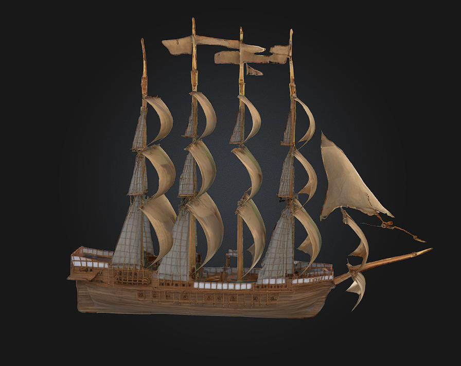 Golden Galleon Majestic Sailing Ship of the Seas 3D print model_7