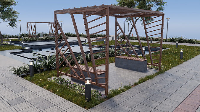Modern City Garden - Park 3D model 3
