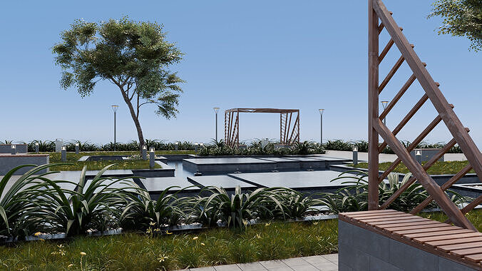 Modern City Garden - Park 3D model 6