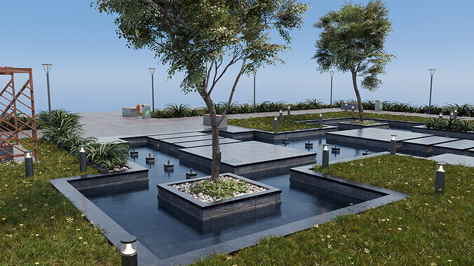 Modern City Garden - Park 3D model 5