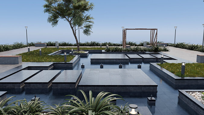 Modern City Garden - Park 3D model 4