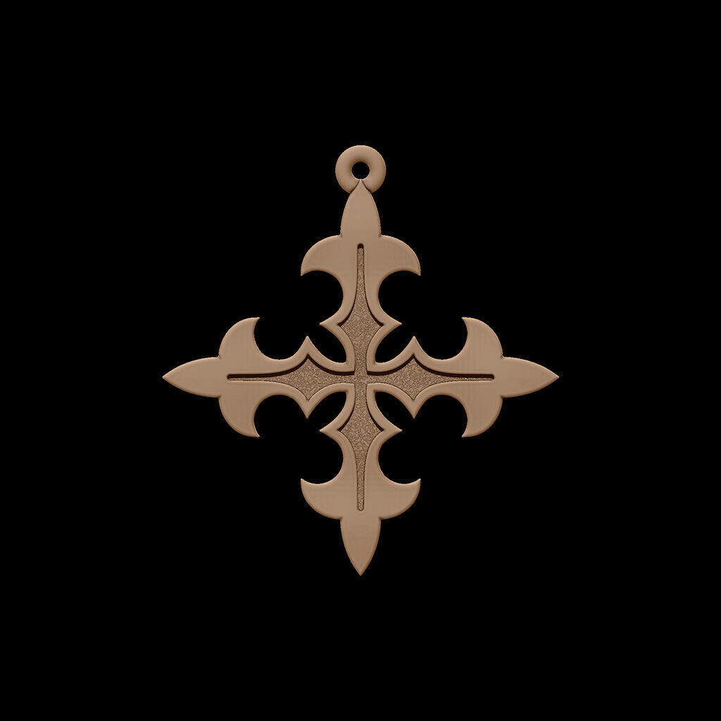 Pendants gothic cross 20mm 3D print model_1