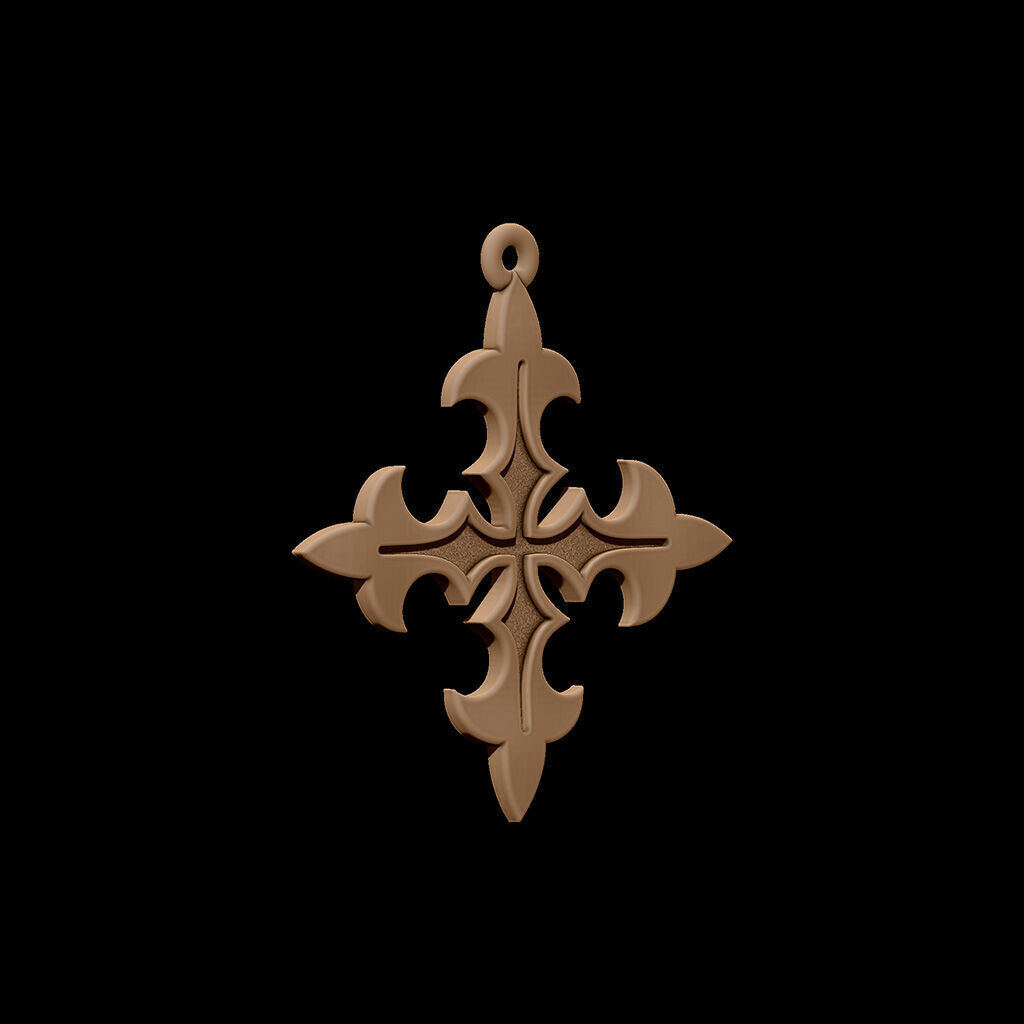 Pendants gothic cross 20mm 3D print model_8