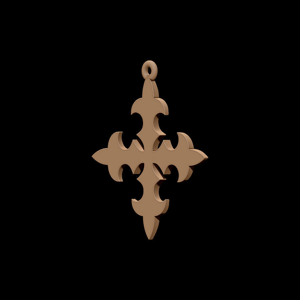 Pendants gothic cross 20mm 3D print model_6