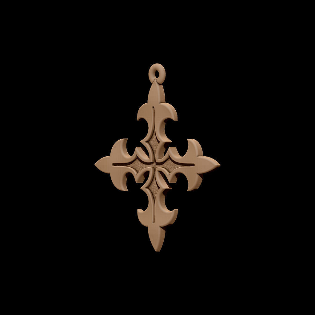 Pendants gothic cross 20mm 3D print model_2