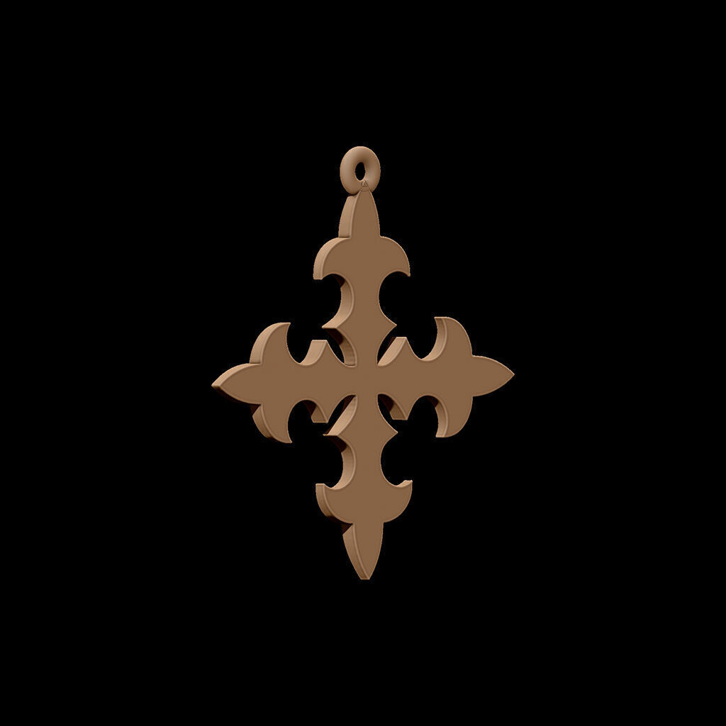 Pendants gothic cross 20mm 3D print model_4