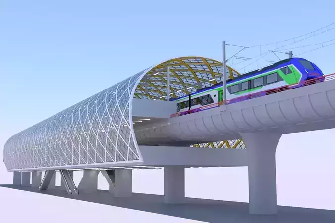 Elevated station with Hitachi HTR 412