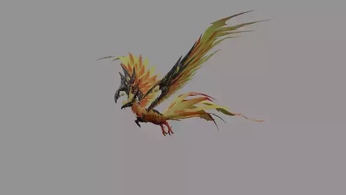 Fire Phoenix Run Low Poly