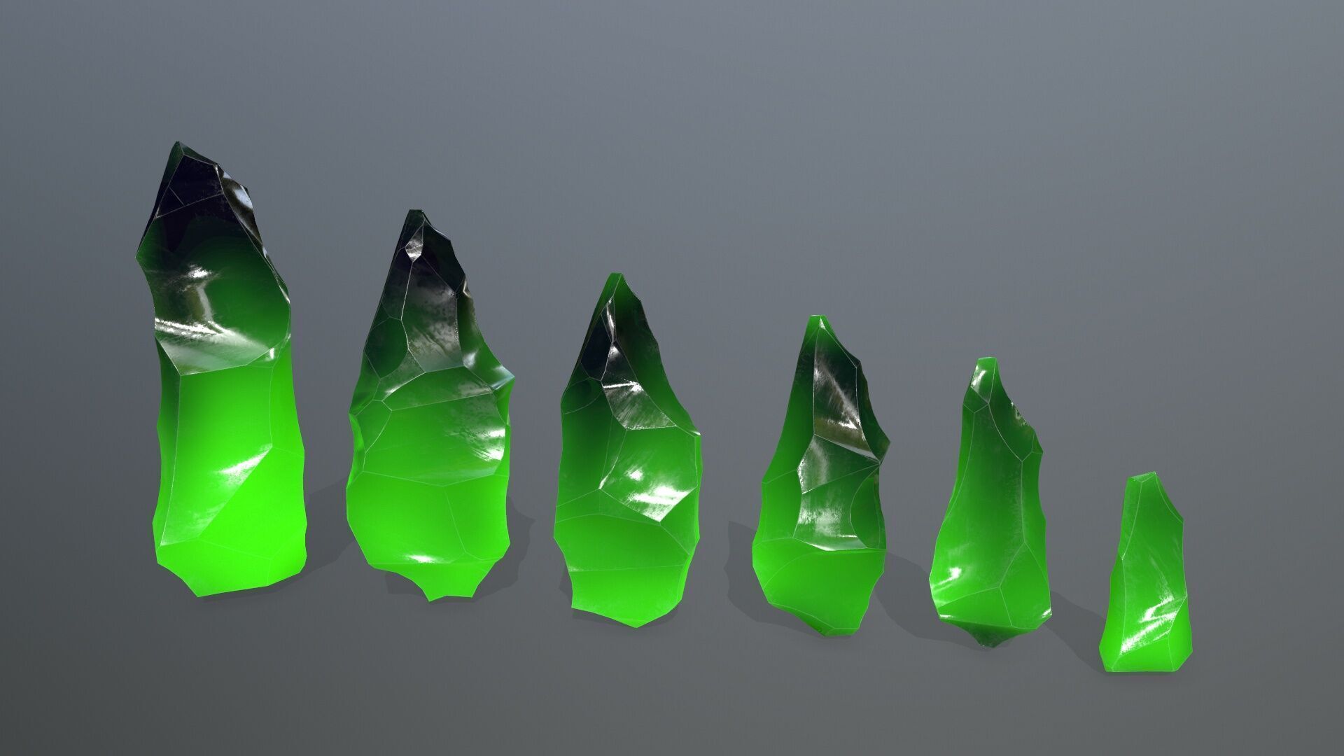 crystal set Low-poly 3D model_3