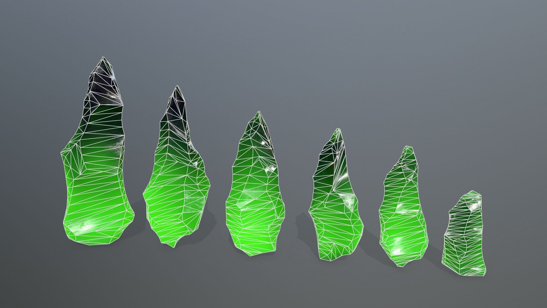crystal set Low-poly 3D model_5