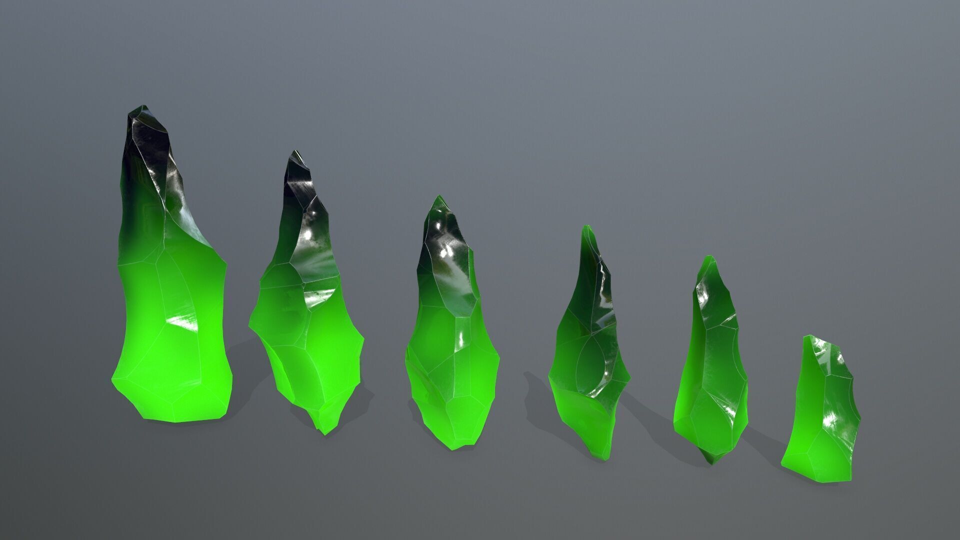 crystal set Low-poly 3D model_4