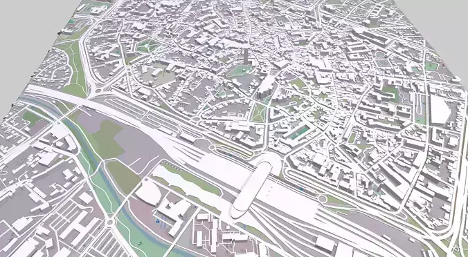 Cityscape Mons Belgium 3D model