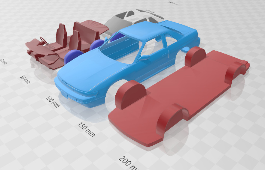 1988 - 1993 Nissan Silvia S13 - Separate Parts STL Model 3D print model_1