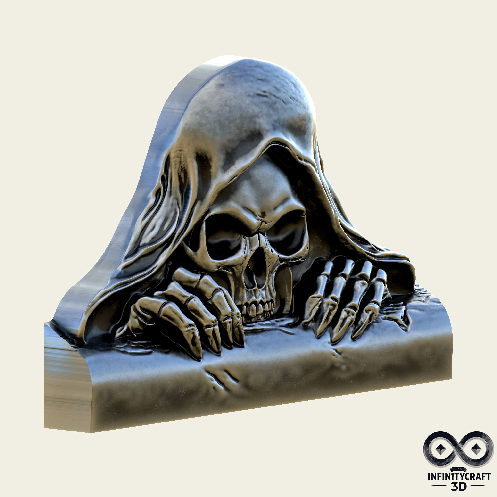 Grim Arrival Skull Wall Relief for CNC or 3D Print 3D print model_1