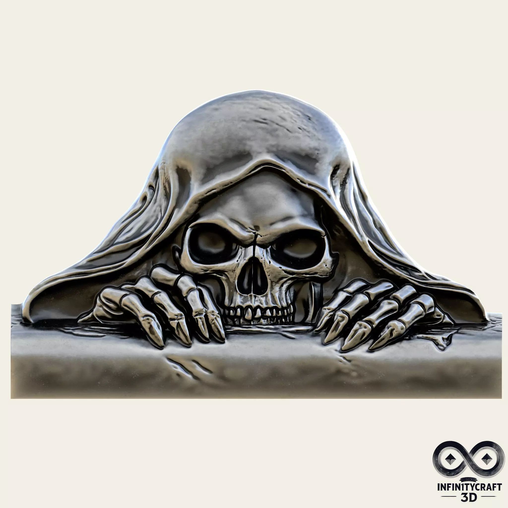 Grim Arrival Skull Wall Relief for CNC or 3D Print 3D print model_0