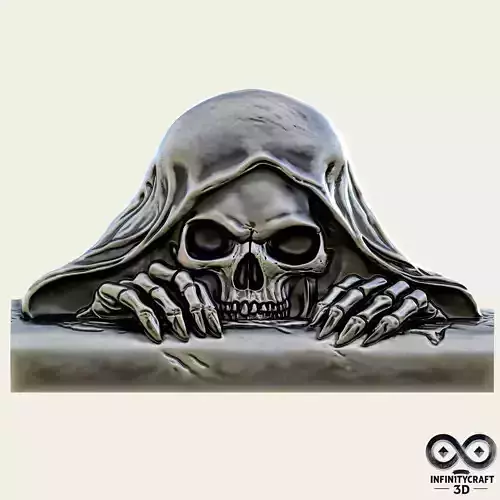 Grim Arrival   Skull Wall Relief for CNC or 3D Print