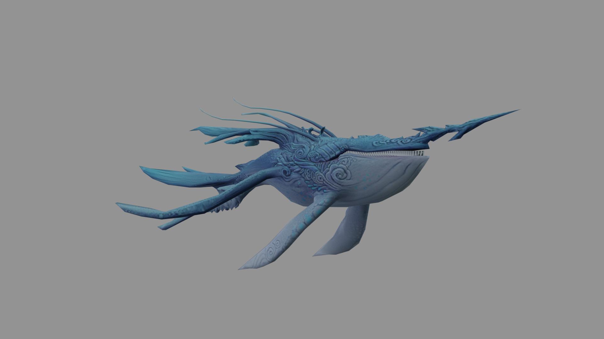 KiWhale fantasy Low Poly Low-poly 3D model_1