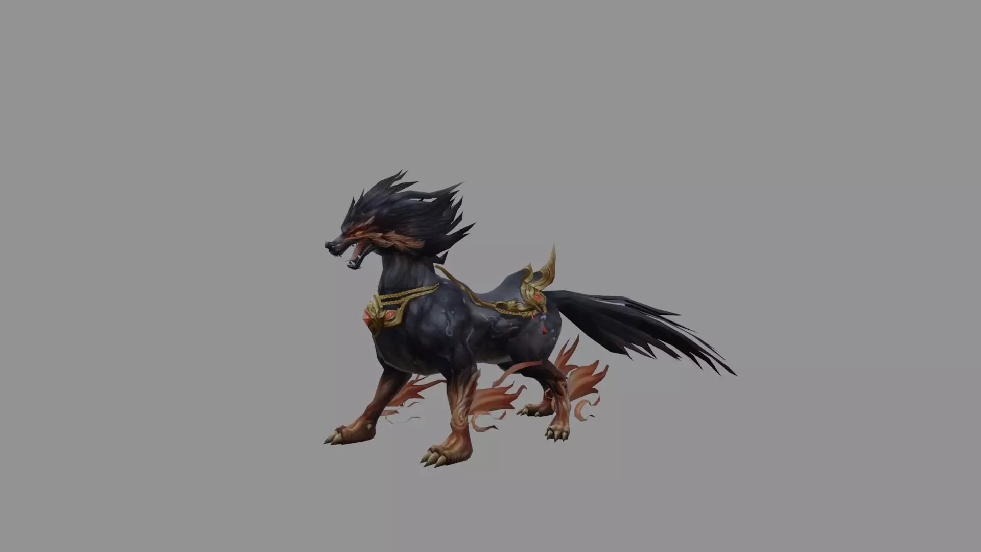 Dragon Wolf Low Poly Low-poly 3D model_0