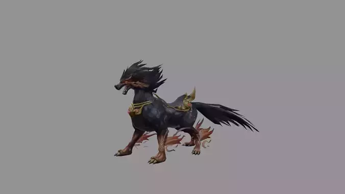 Dragon Wolf Low Poly Low-poly 3D model