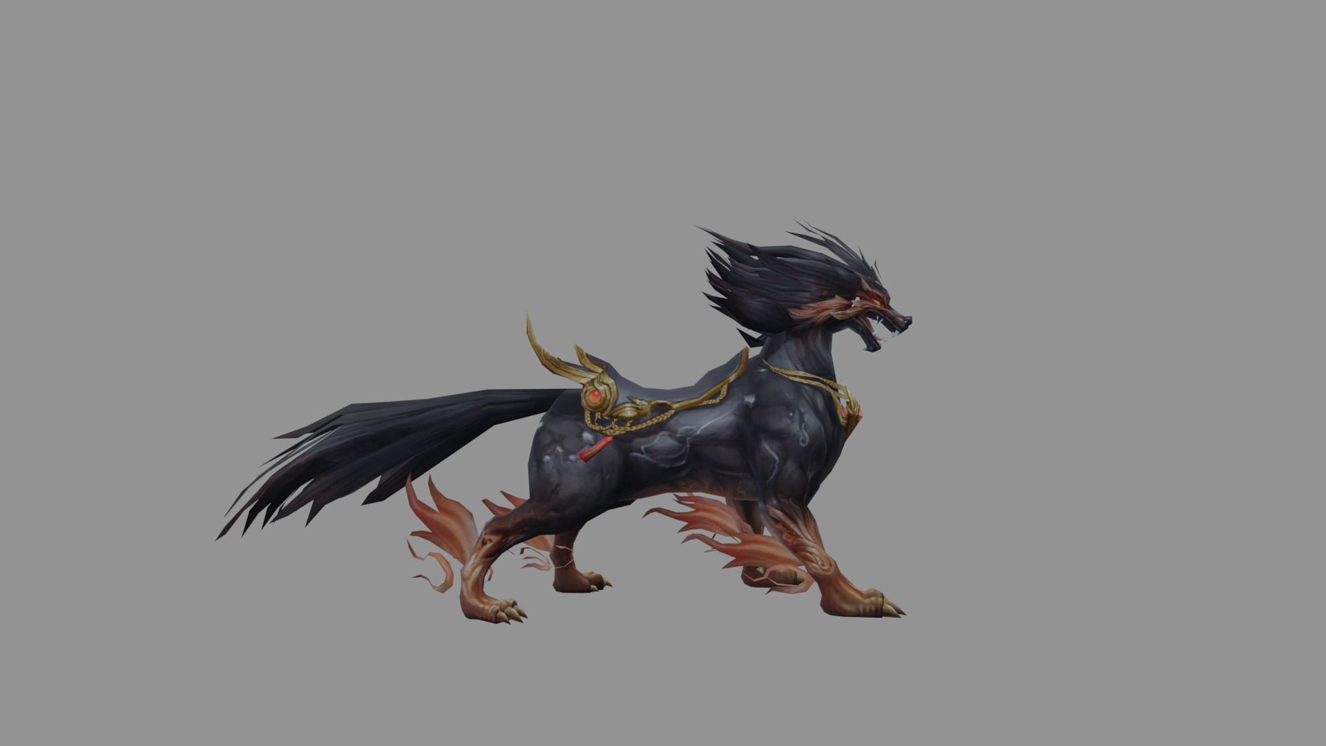 Dragon Wolf Low Poly Low-poly 3D model_2