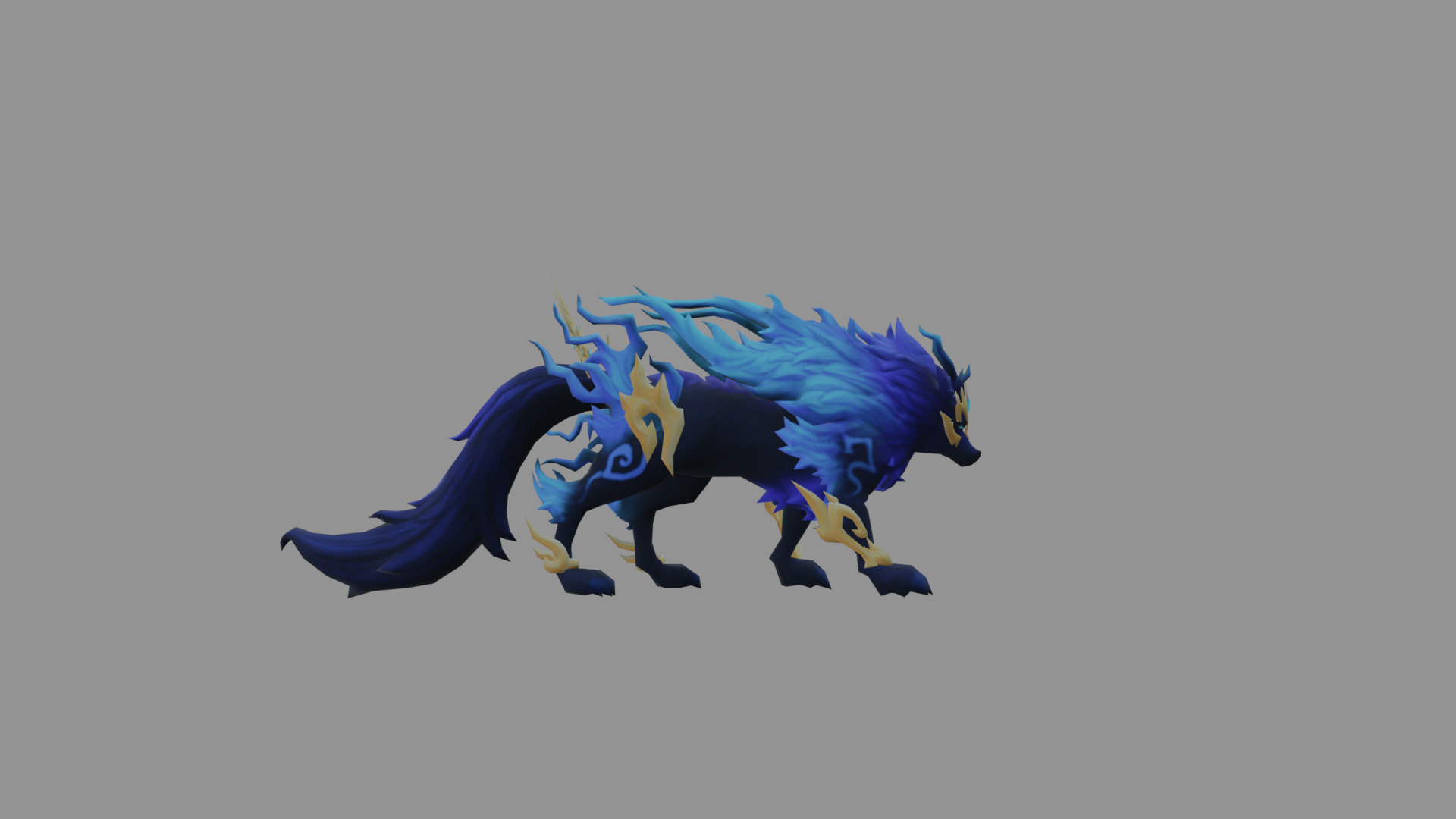 Blue Fire Wolf Low Poly Low-poly 3D model_2