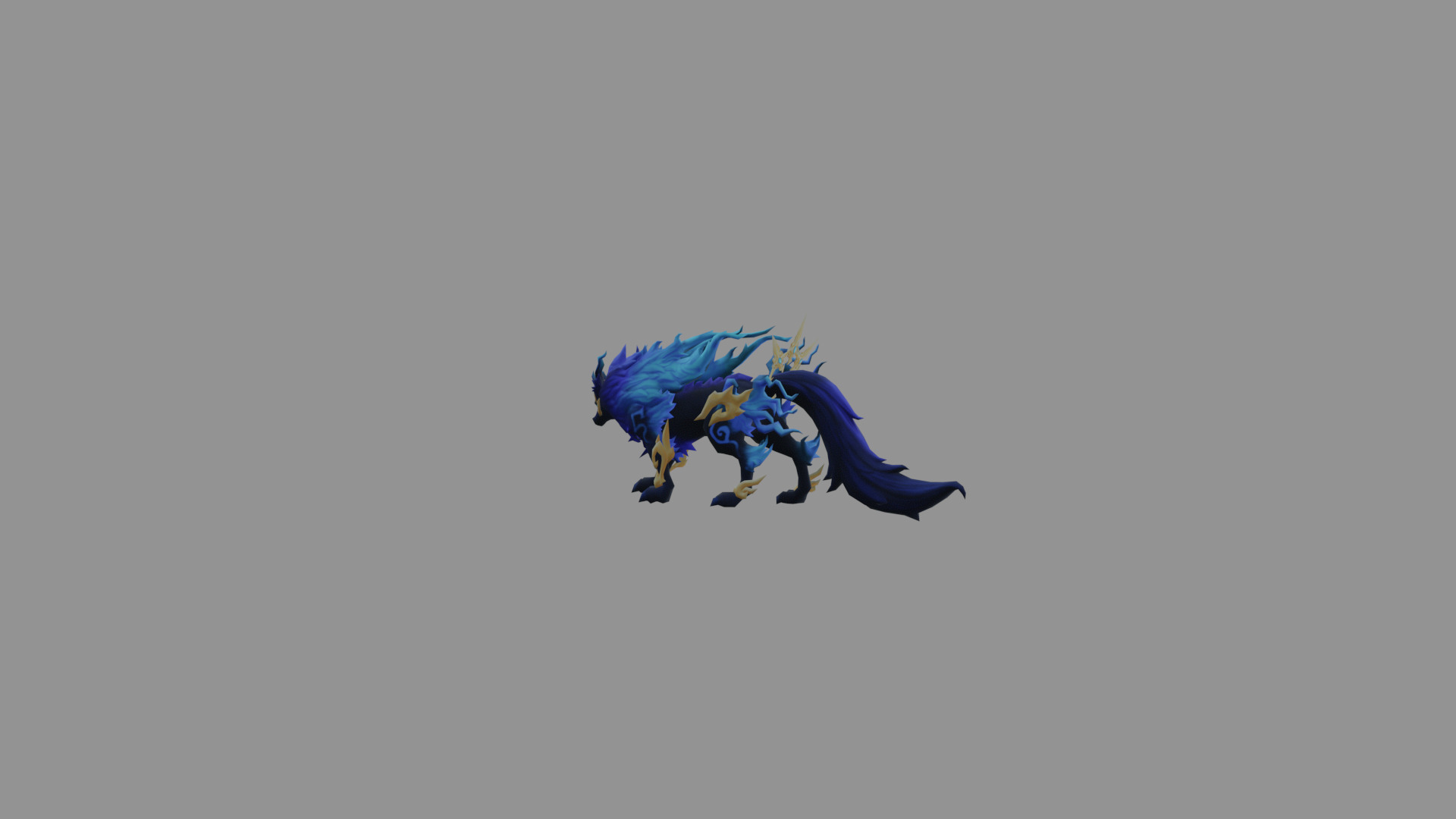 Blue Fire Wolf Low Poly Low-poly 3D model_5