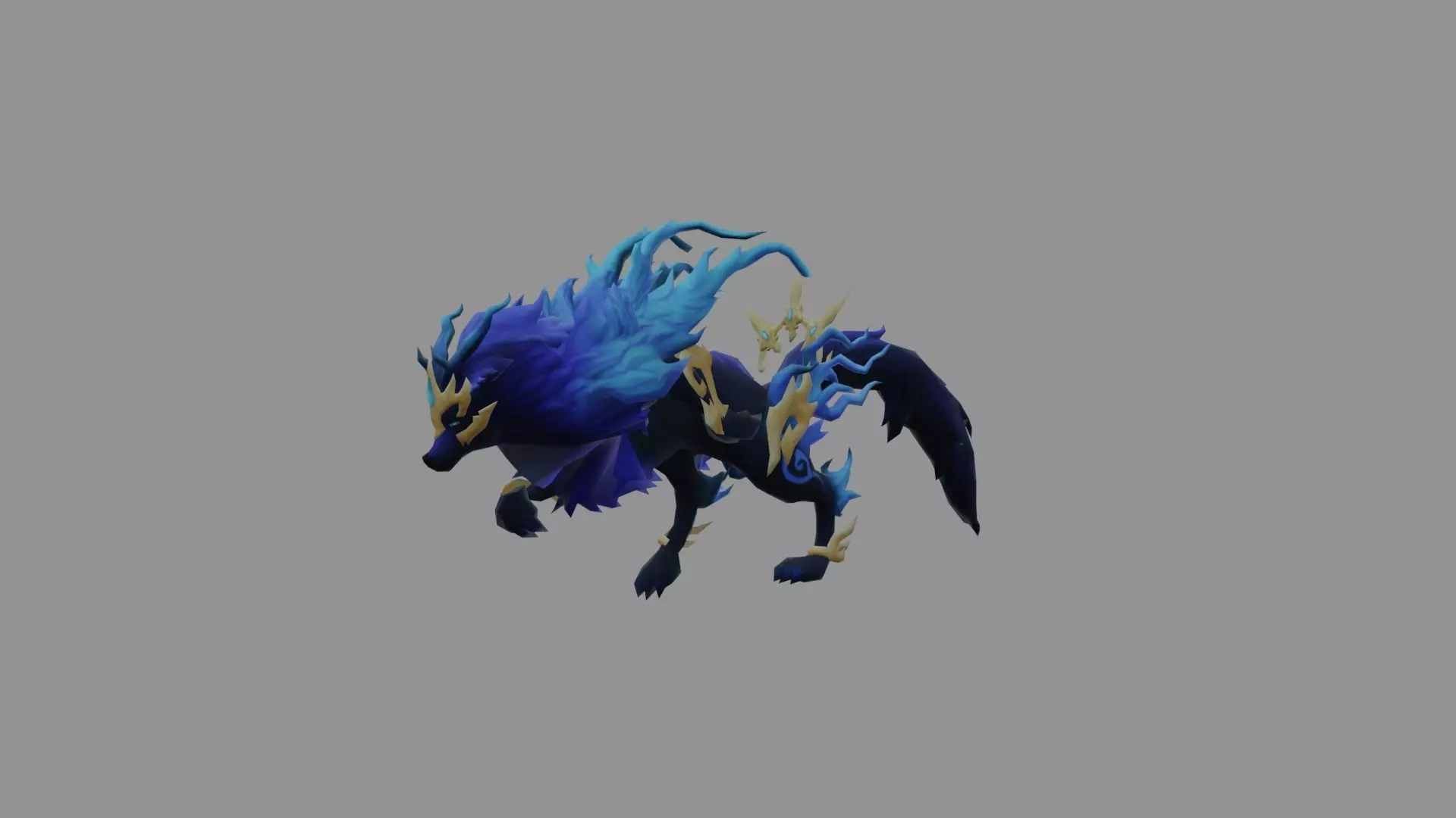 Blue Fire Wolf Low Poly Low-poly 3D model_0