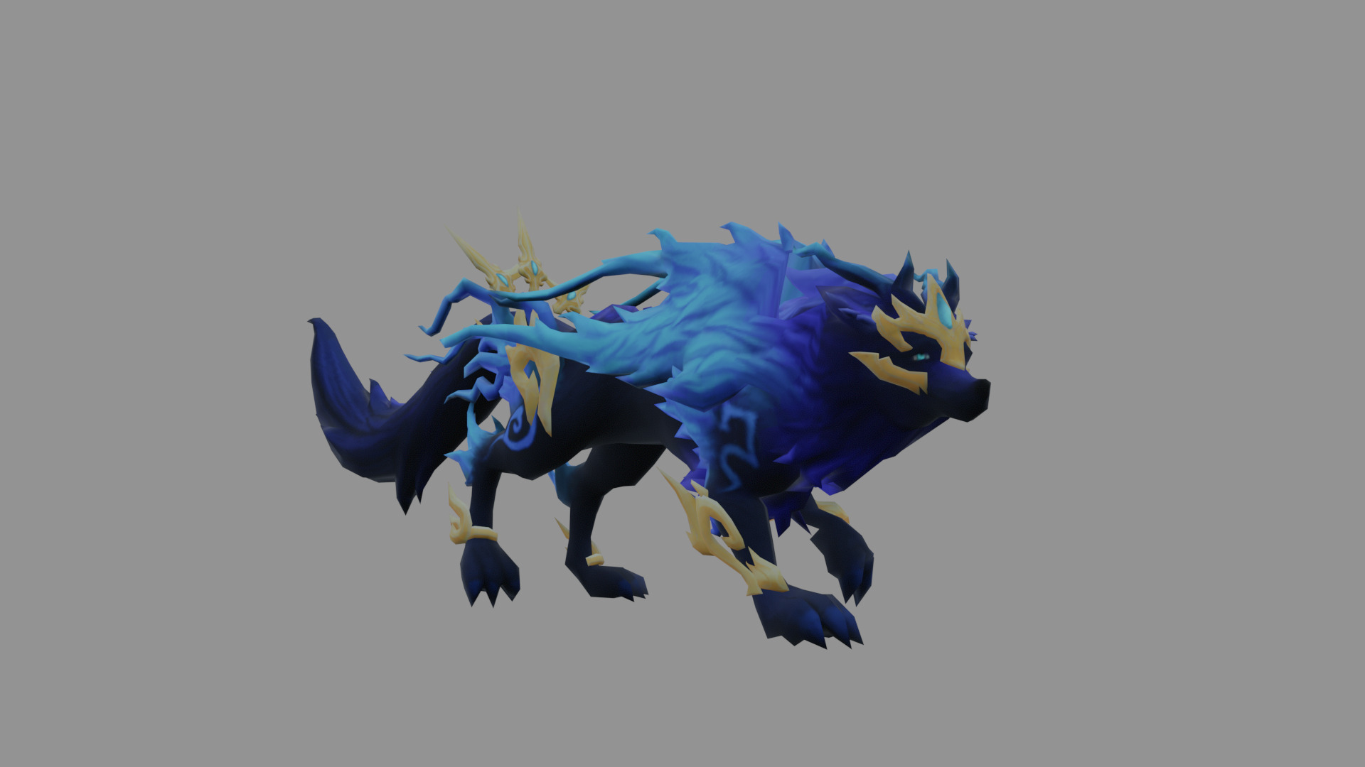 Blue Fire Wolf Low Poly Low-poly 3D model_1