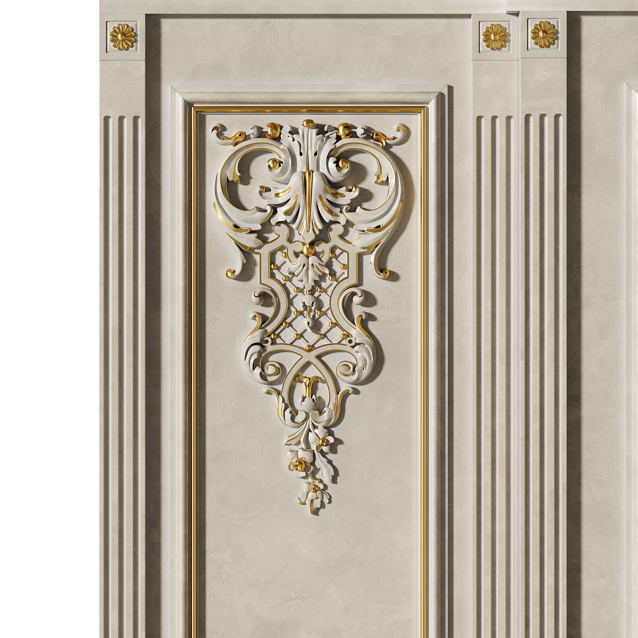 Wall Molding Low-poly 3D model_5