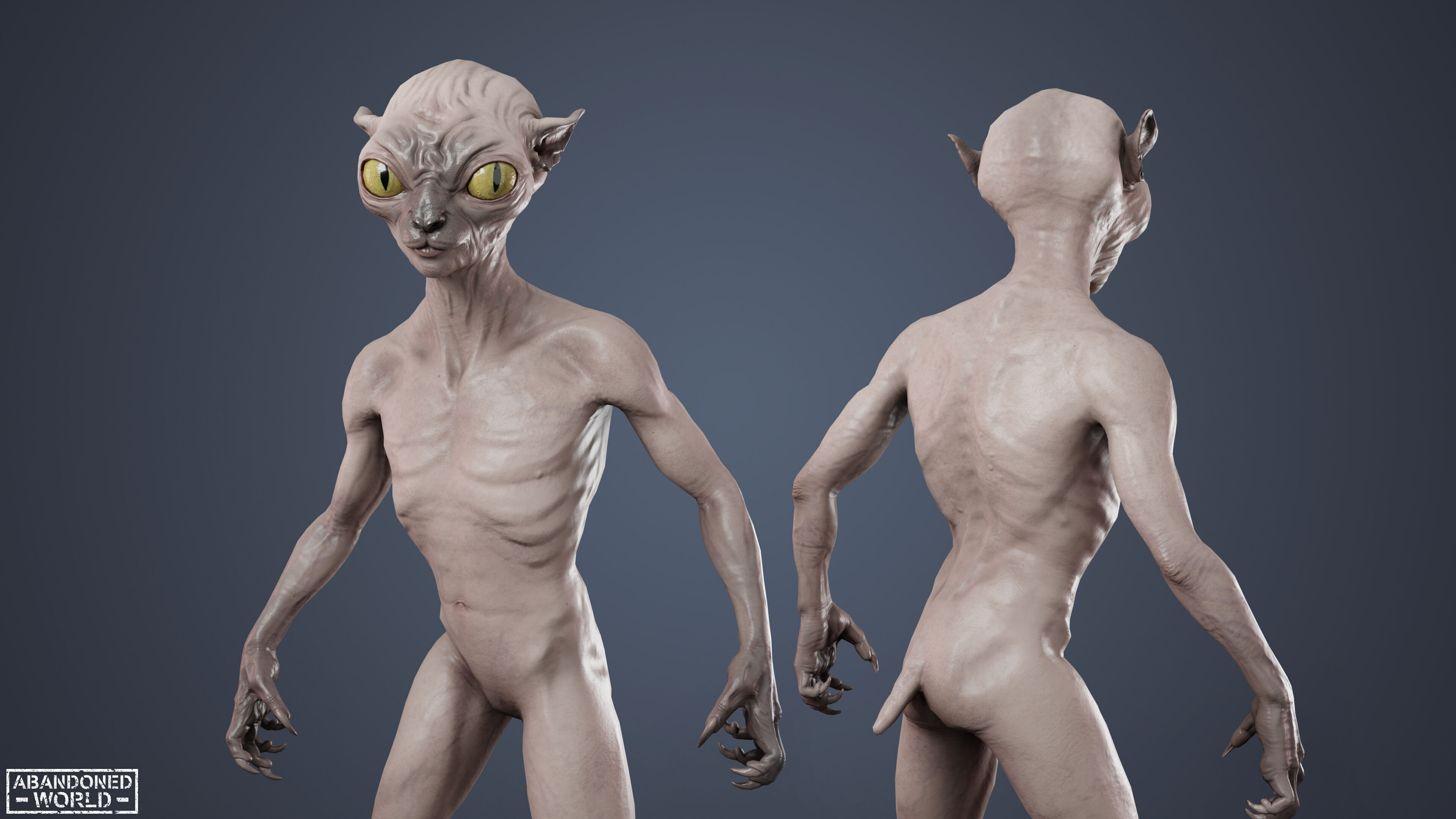Alien Cat Low-poly 3D model_6