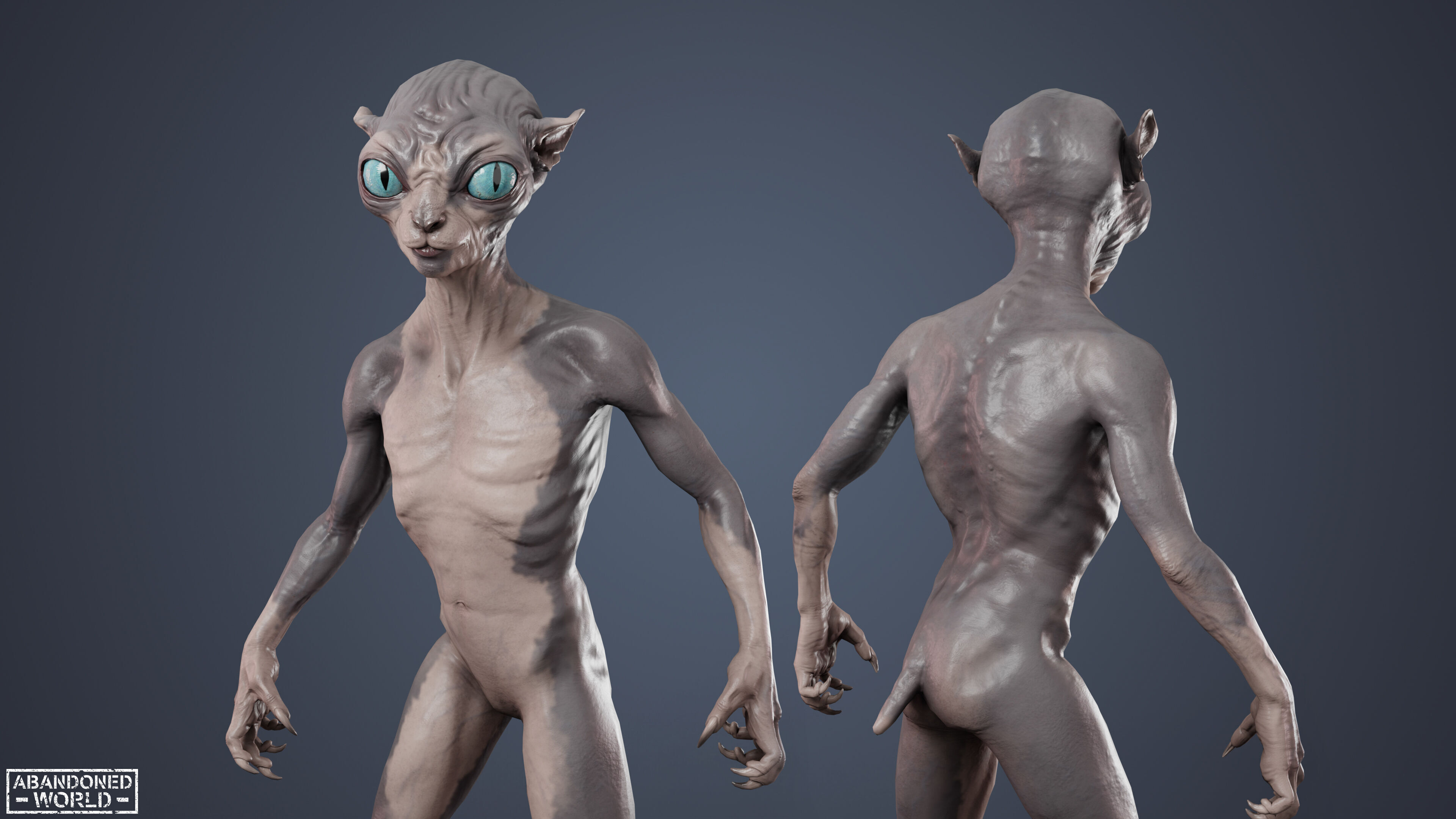 Alien Cat Low-poly 3D model_7