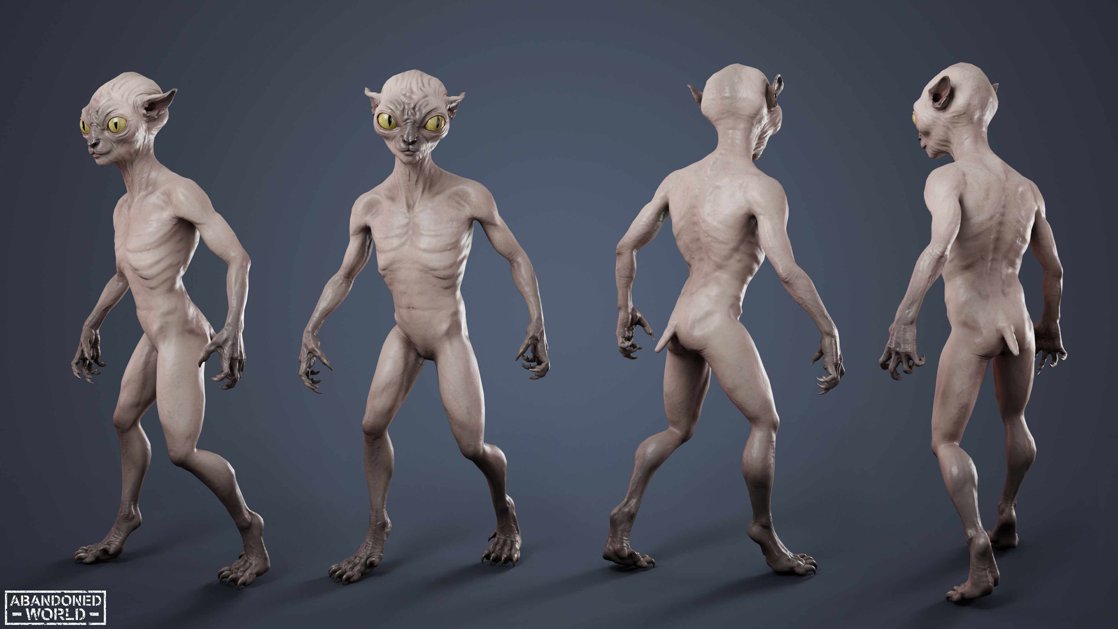 Alien Cat Low-poly 3D model_3