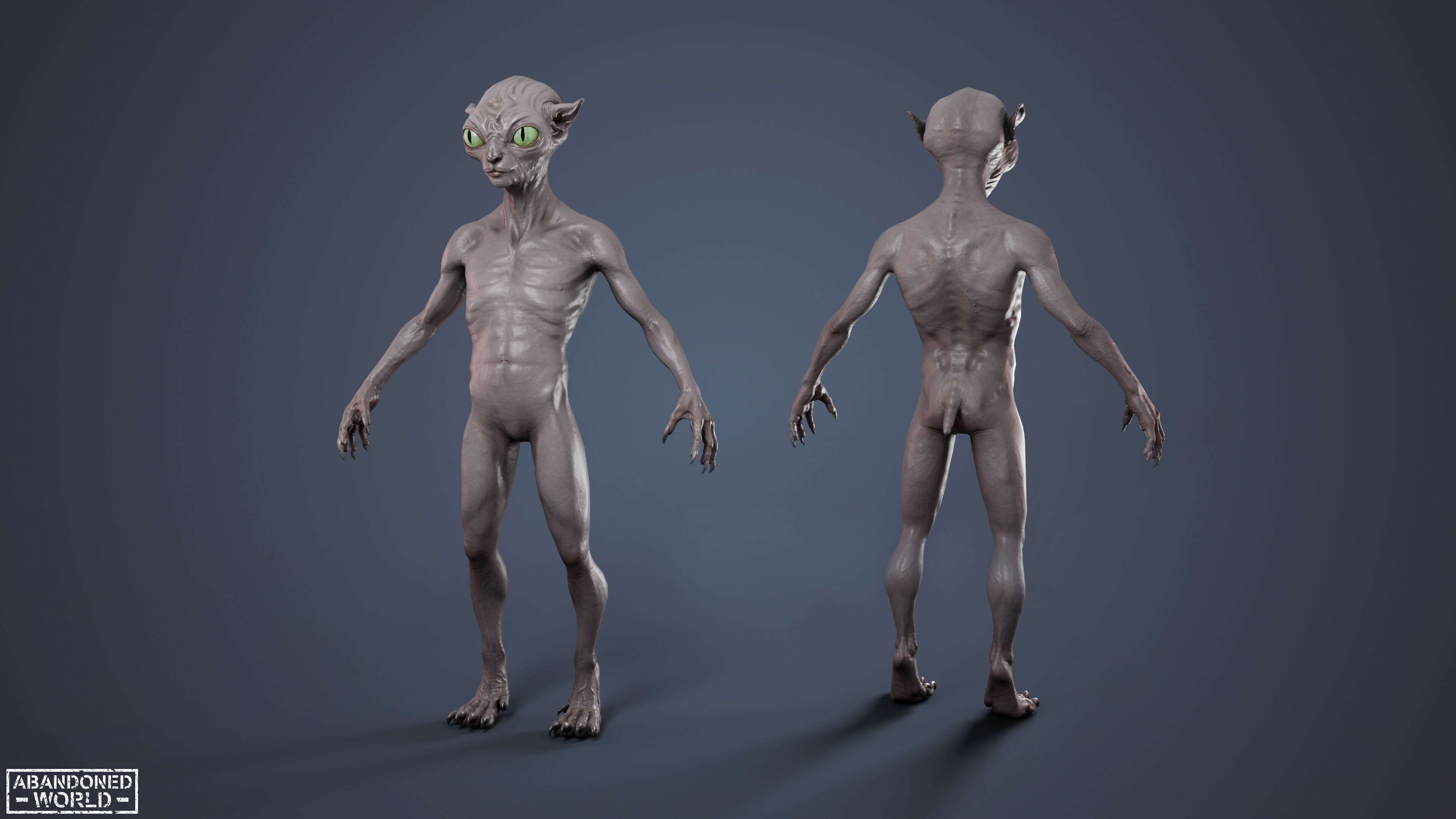 Alien Cat Low-poly 3D model_9