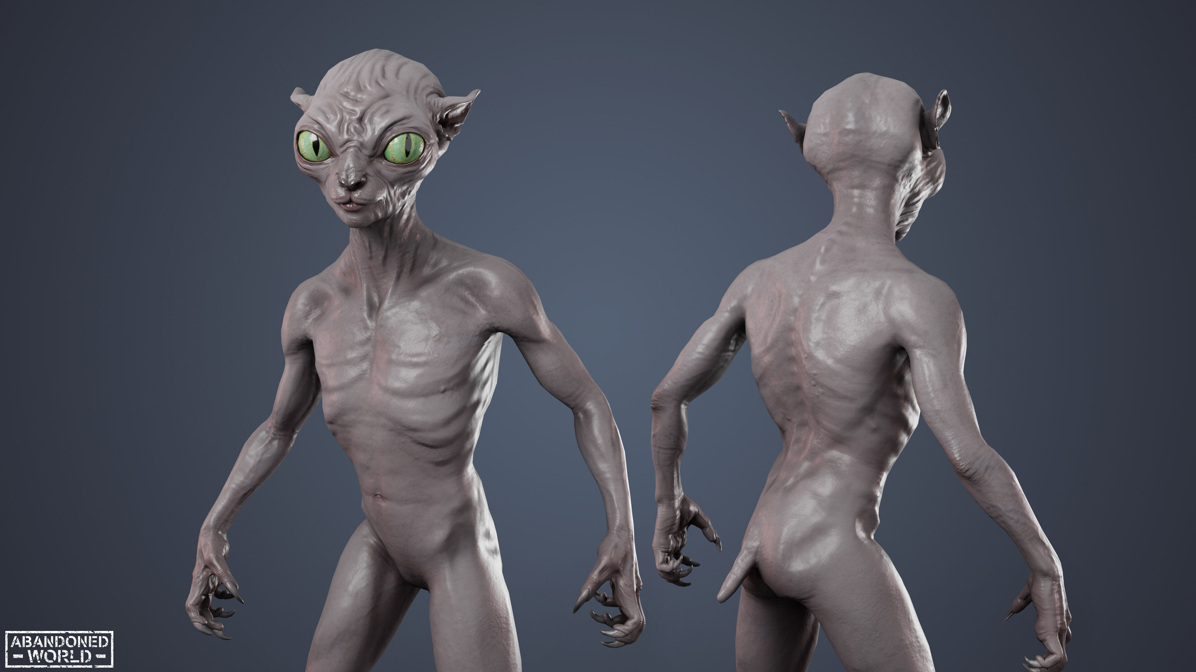 Alien Cat Low-poly 3D model_5