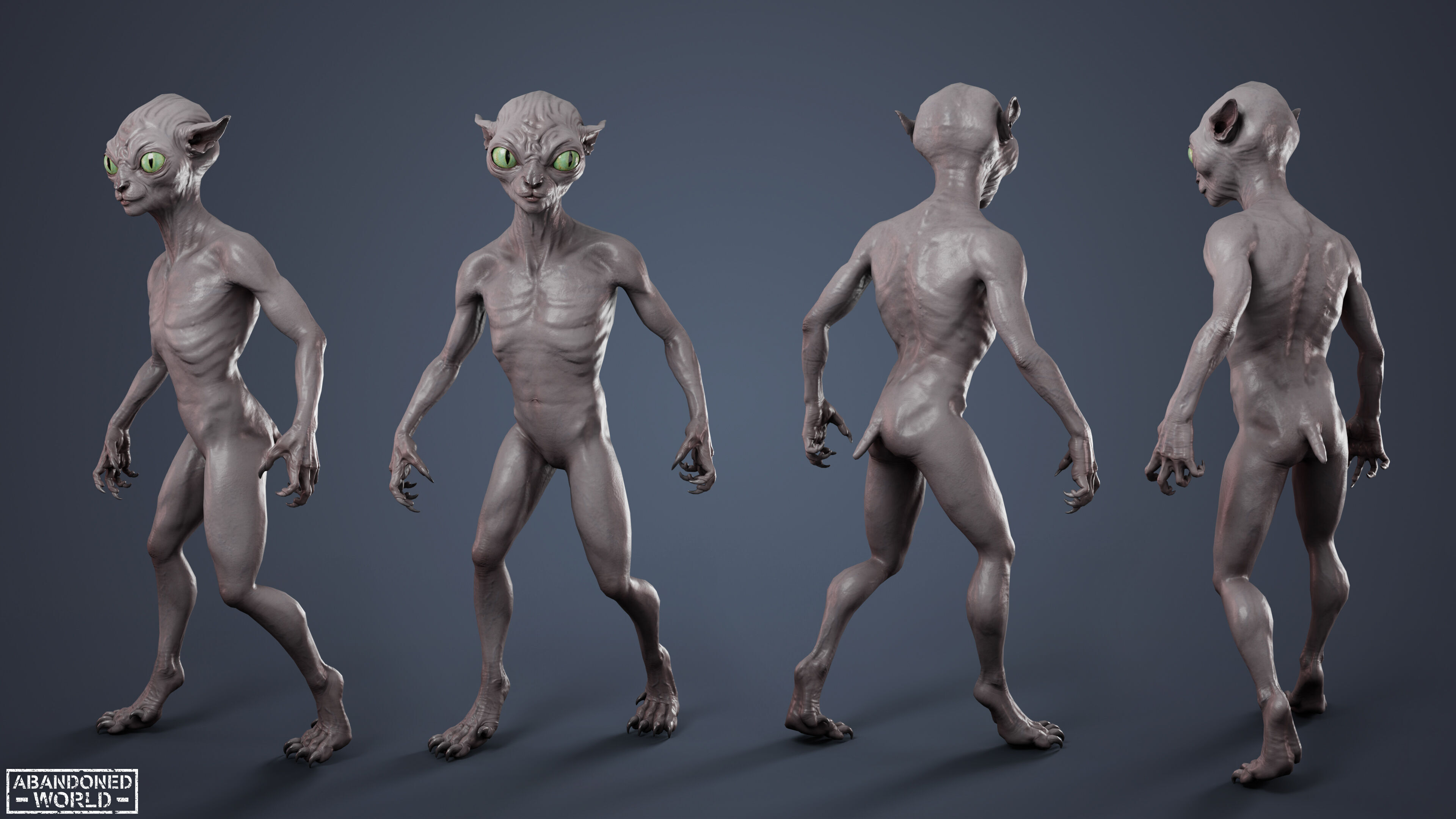 Alien Cat Low-poly 3D model_2