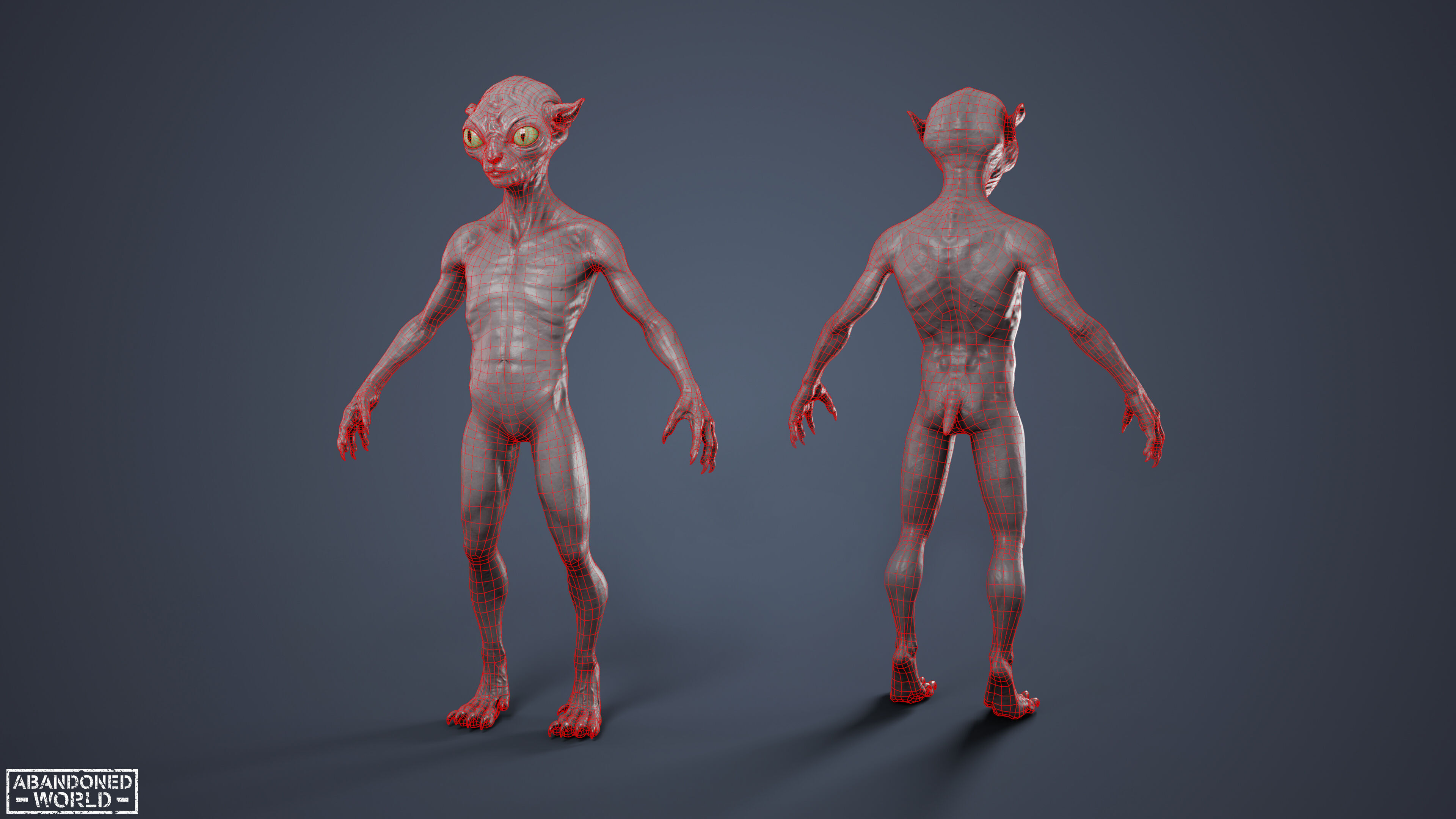 Alien Cat Low-poly 3D model_10