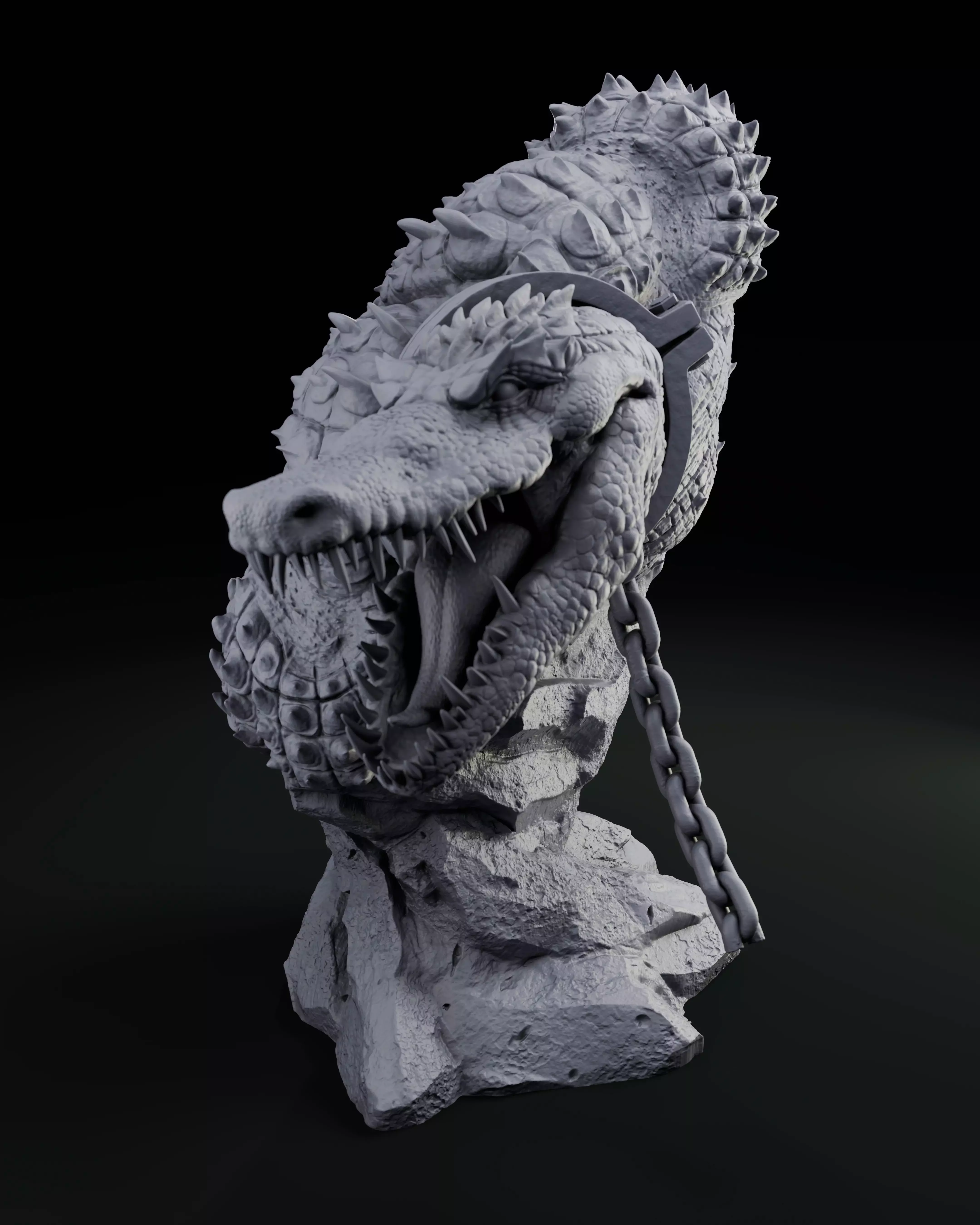 Killer Croc Bust - STL 3D print model_0