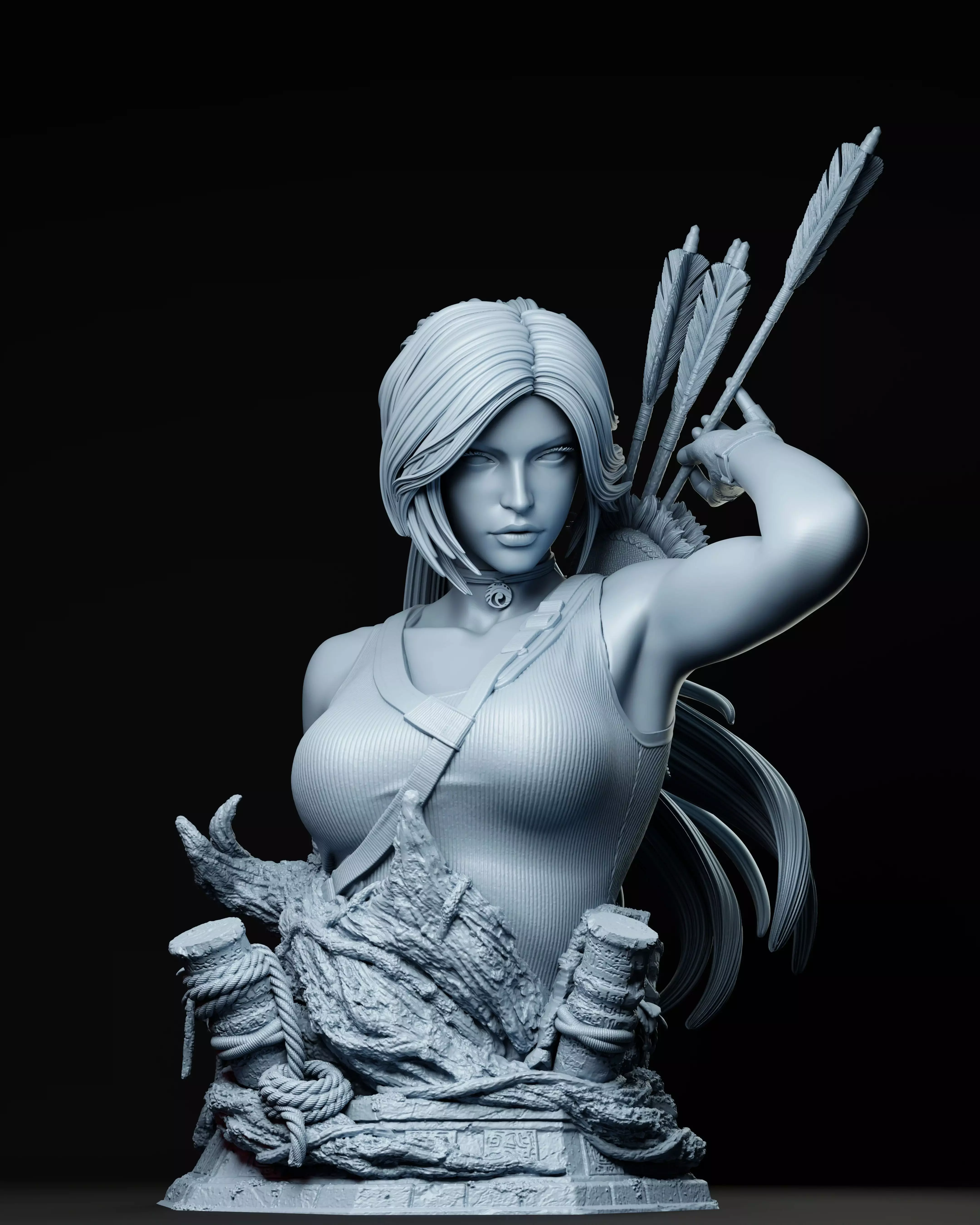 Lara Croft Bust - STL 3D print model_0
