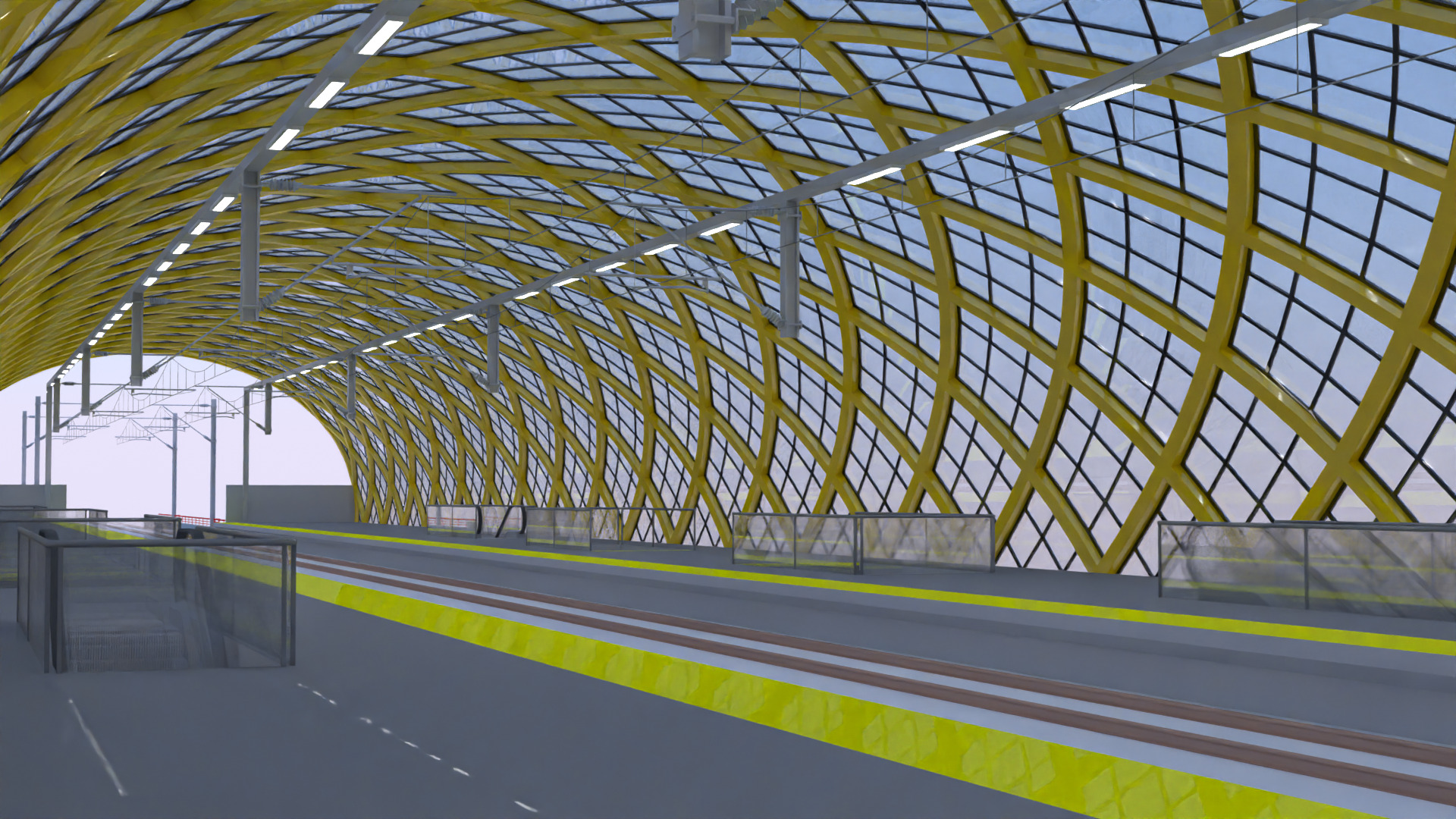 Elevated station with Siemens Vectrain 3D model_6