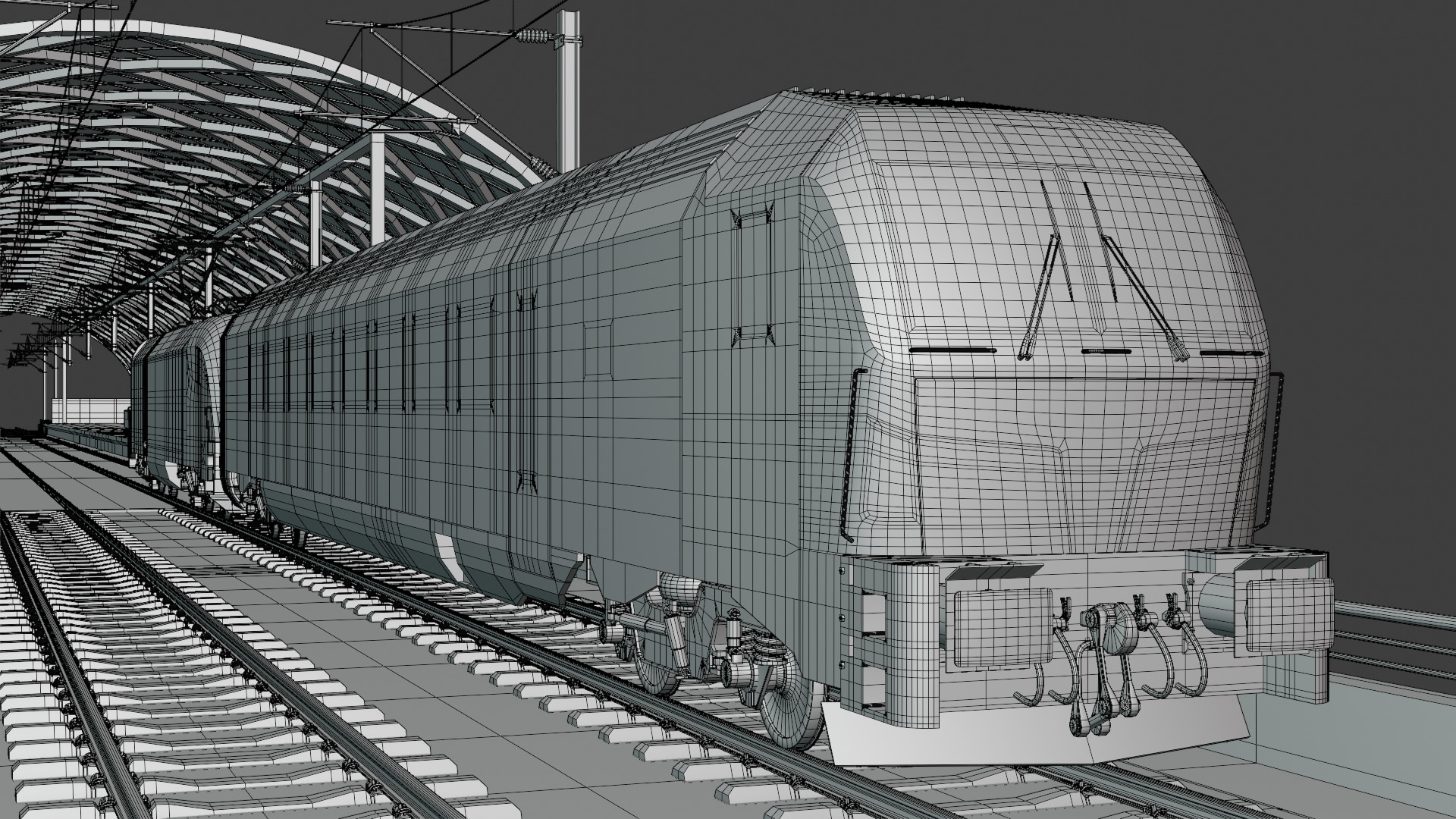 Elevated station with Siemens Vectrain 3D model_4