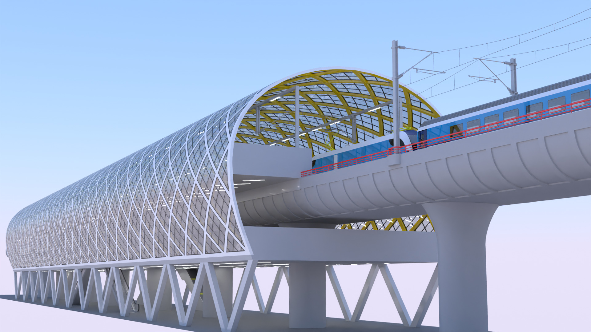 Elevated station with Siemens Vectrain 3D model_1